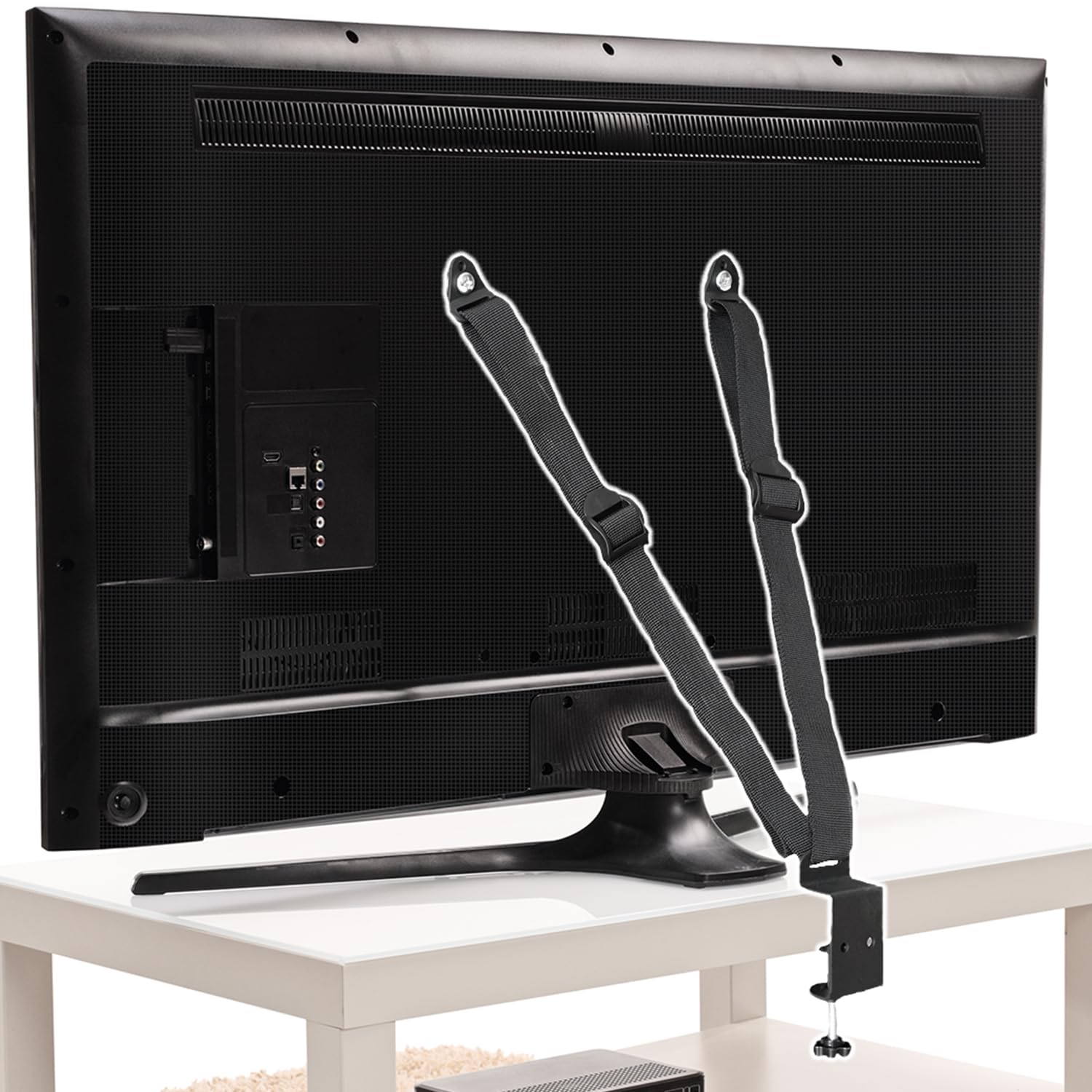 Rakuten - テレビ転倒防止ベルト 地震対策 家具 転倒防止用品 耐震ベルト 固定 災害 防災用品 震度7対応 穴あけ不要 クランプ式 取扱説明書 ネジ付属 バックル 長さ調整可能 賃貸対応