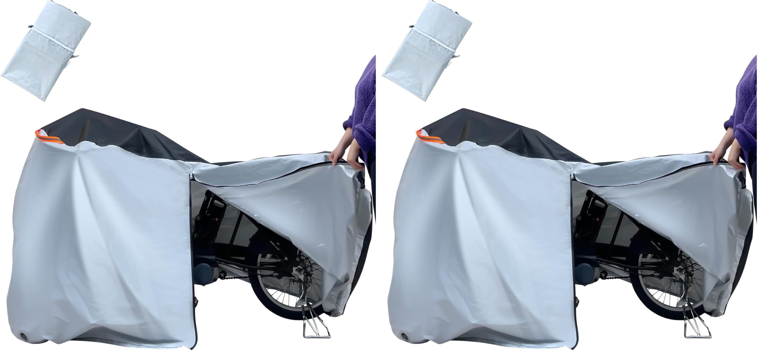 自転車カバー 防水 撥水 29インチ対応 収納袋付 ブラック グレー ノーマル ハイバック 210D生地 サイドファスナー バックル 前後裾ゴム ワイヤーロック対応 3D立体裁断 全被りタイプ