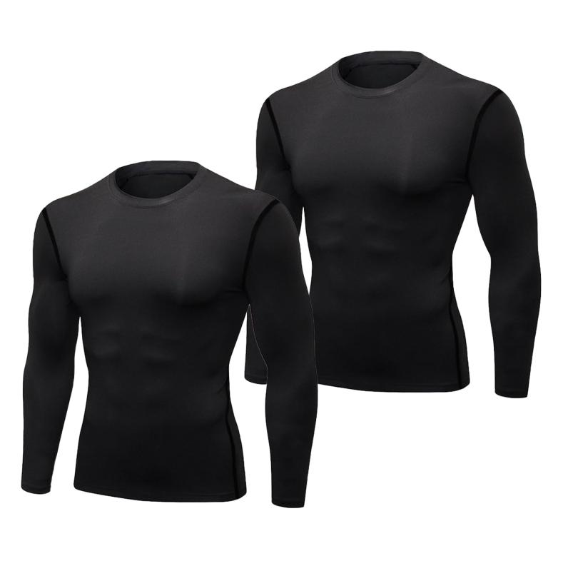 [XiXiV] コンプレッションウェア メンズ 長袖 2枚組 コンプレッション シャツ アンダーシャツ スポーツインナー ベースレイヤー トレーニングウェア [UVカット・吸汗速乾・軽量]