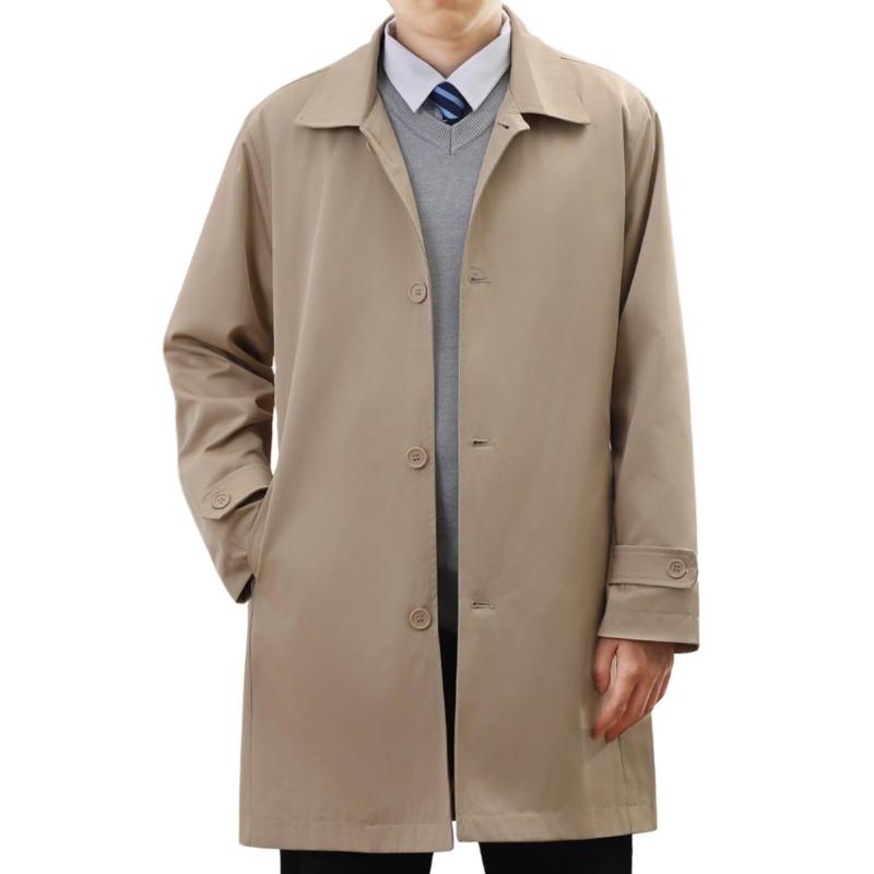 [VICALLED] トレンチコート メンズ 秋服 大きいサイズ スプリングコート 中長丈 冬春 ステンカラーコート 防シワ ビジネス 無地 シンプル