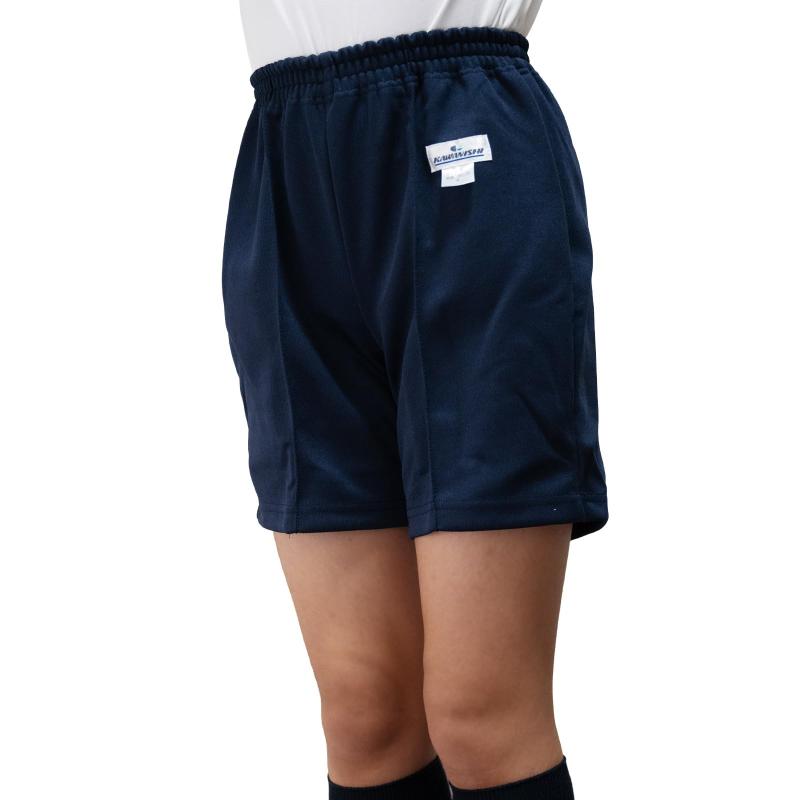 学生用体操ハーフパンツ, クウォーターパンツ,紺色, ゴム仕様ウエスト, ポケット付き, 名前タグ付き,速乾,カワニシ, KAWANISHI