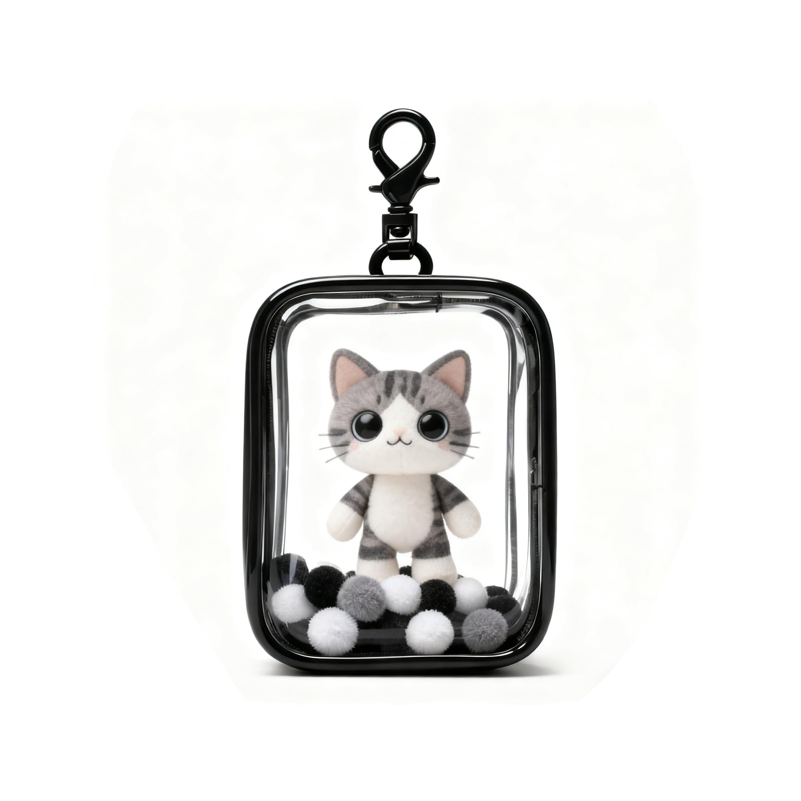 Plush Toy Storage Pouch, Transparent Case, Ita Bag, Plush Toy Case, Plush Toy Pouch, Soft, with Pom-Pom Ball, Keychain, Waterproof, Dustproof