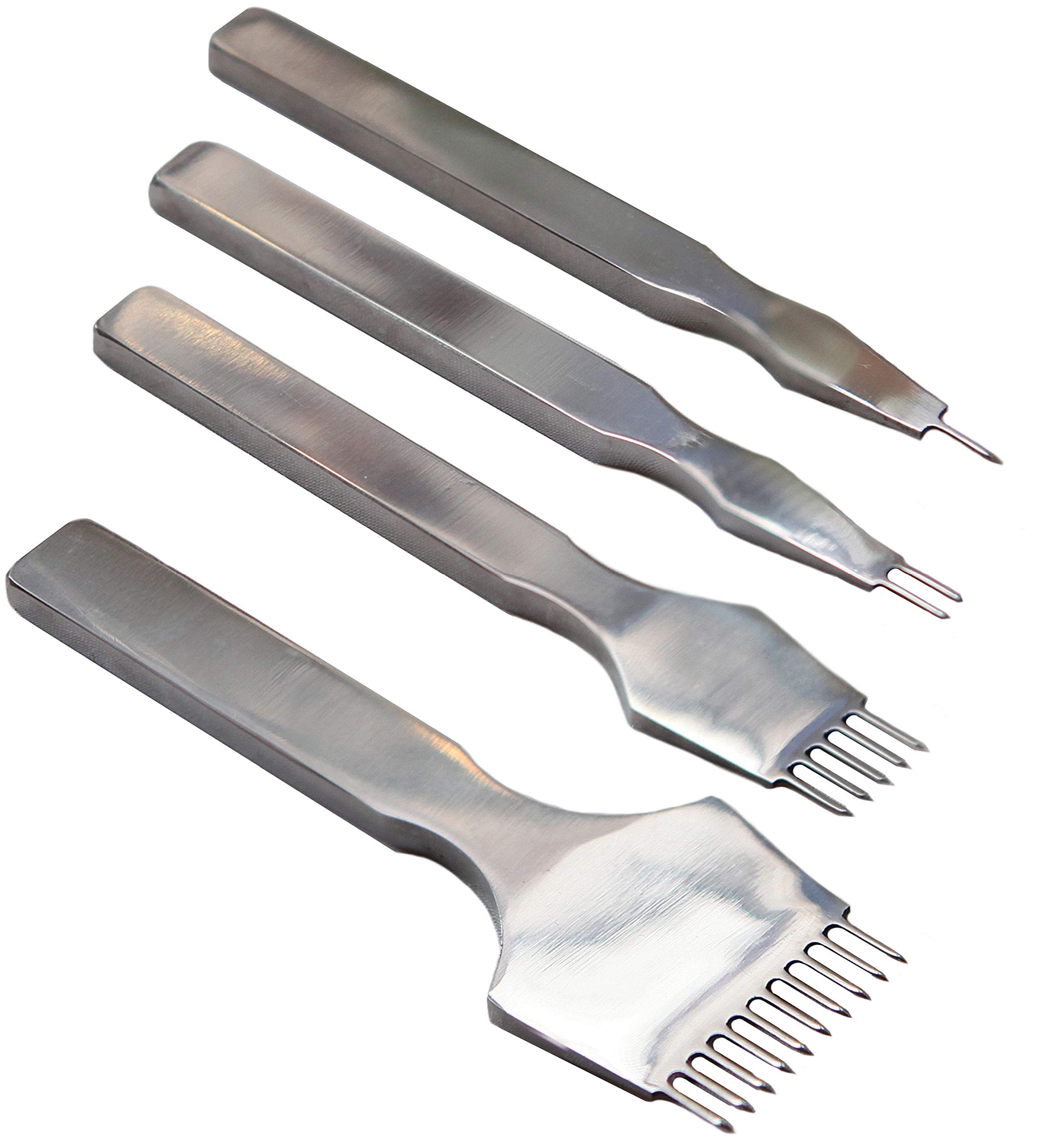 菱目打ち 4本セット 高速度鋼 レザークラフト 工具 鏡面仕上げ 3.0mm 4.0mm 5.0mm ...