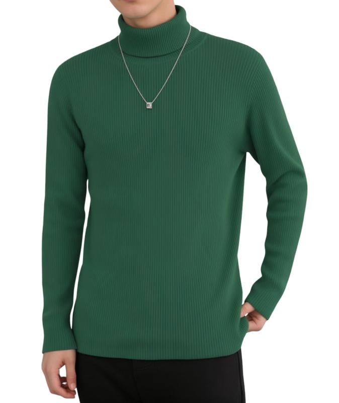 [COOFANDY] タートルネック メンズ ニットセーター メンズ 長袖 日本サイズ レギュラーフィット 畦編み 春秋冬 暖かい ニット 無地 トップス 大きいサイズ (S~3XL)