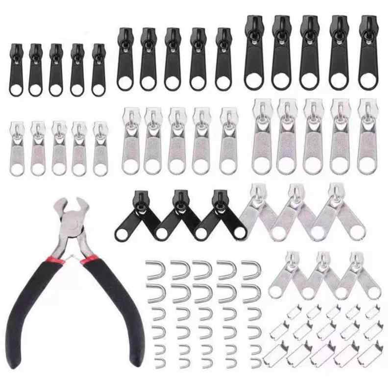 85個セット ジッパー ファスナー修理キット 修理用ペンチ1個付き 縫製 交換用 DIY ジッパー ファスナー引っ張り 多機能ジッパーヘッド 財布裁縫/手作り/服装/荷物/手芸 バッグ/ジャケット/テ