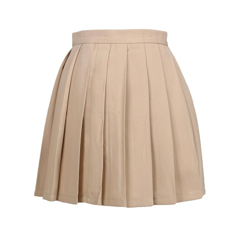 [Blostirno] プリーツスカート ミニ スクール ミニスカート 無地 ハイウェスト ひざ丈 制服 女子高校生