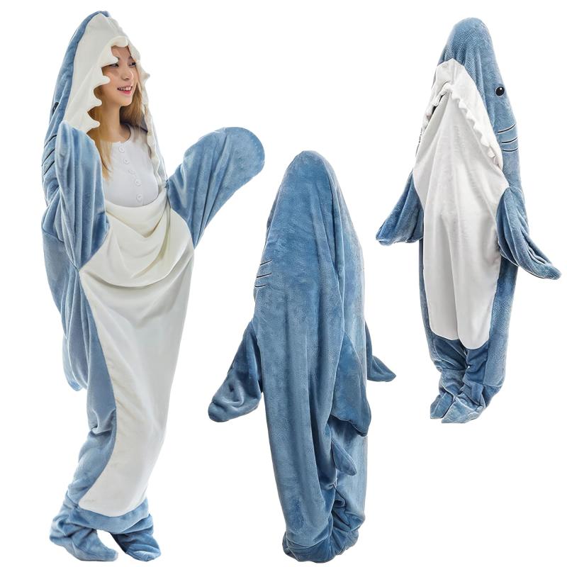 [GOKEI] サメ寝袋 寝袋 着ぐるみ パジャマ あたたかい フランネル サメブランケット サメ 着る毛布 ル..