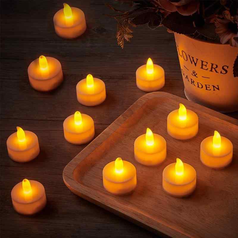 wowjimi LEDキャンドルライト 24個入り ろうそく灯 電池式 飾り ろうそく おしゃれ 癒し インテリアライト インテリア装飾 精緻 乙女心 萌 人気 写真 クリスマス クリスマス飾り 新年 結婚式 誕