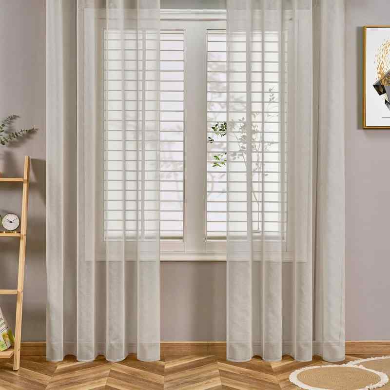 Topfinel レースカーテン おしゃれ 無地 2枚組 幅100cmx丈130cm 北欧 UVカット 省エネ 遮熱