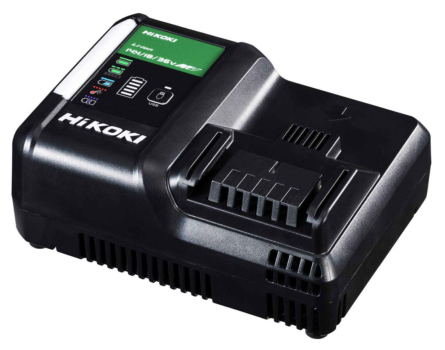 ・対応電池:スライド式リチウムイオン電池14.4V~18V ・USB充電端子:付 ・BSL36A18使用時実用充電(80%):約19分 ・BSL36A18使用時満充電:約25分 ・騒音値:約45db ・機能:実用充電表示機能 ・発電機対応:インバーター式でない発電機でも充電可能