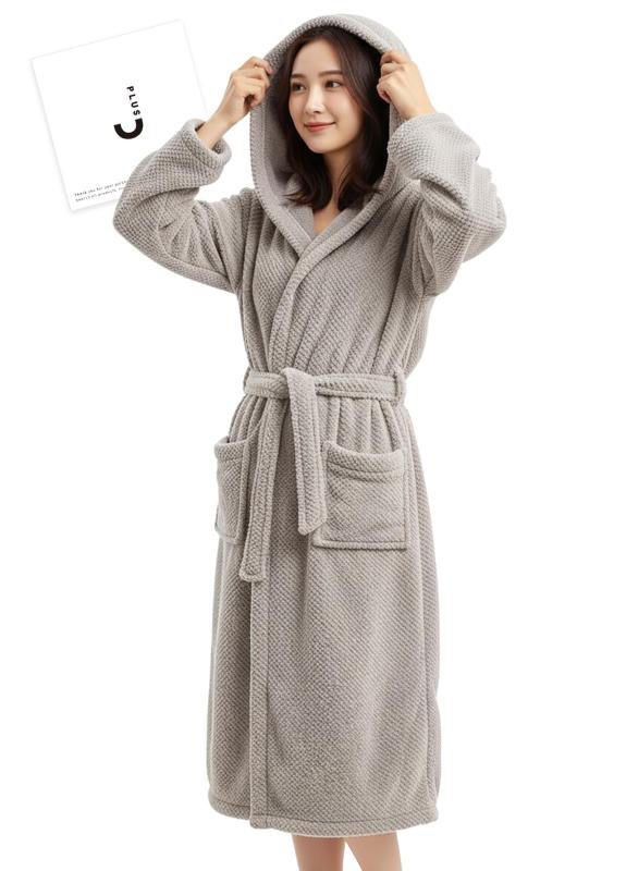 [ジェンマプラス] 【ふわ暖x超軽量】 バスローブ レディース 冬 ガウン ナイトガウン ルームウェア ママ ワンオペ マイクロファイバー タオル地 可愛い 速乾 吸水 秋冬 【国内検査済品】
