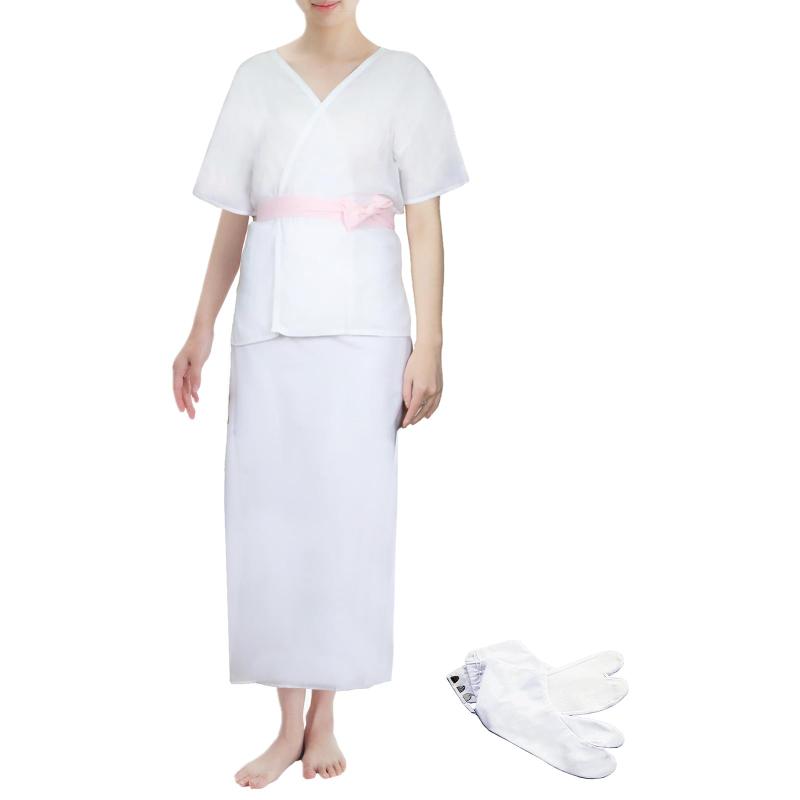 [TOuWA] 肌襦袢 裾除け デトロンブロード足袋 セット 洗える 浴衣 通年用 和装下着 着物肌着 白 4枚コ..