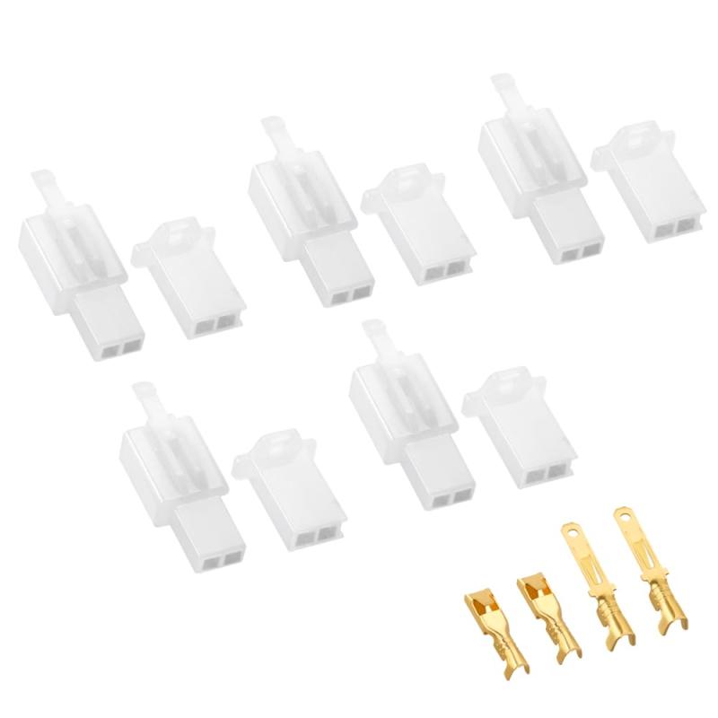 KWY お得な5セット カプラー端子 2極 3極 4極 6極 9極 自動車用・バイク用・電装品汎用 電線コネクタ オス・メス各5個+2.8mm接触端子10個セット 電装 汎用品 圧着端子 5組(2)