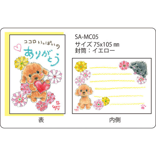 絵描きサリー メッセージカード【ココロいっぱいのありがとう/トイプードル（犬）】《SAMC-05》【ネコポス可】 1