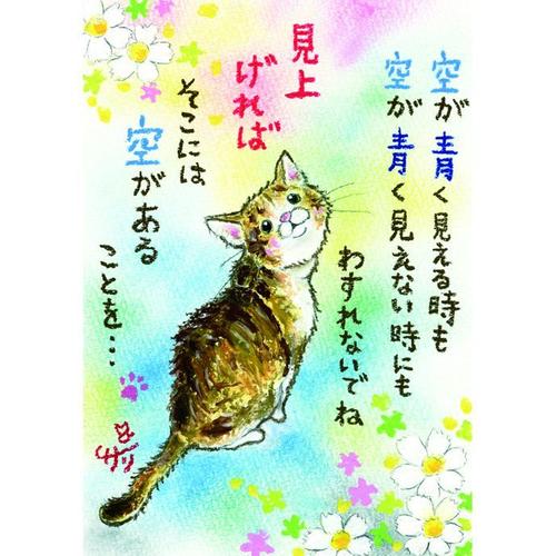 Seasonal Cards - 絵描きサリー ポストカード《SSA-69》【空が青く/猫】 絵葉書【追跡可能メール便可】
