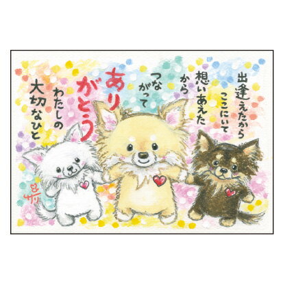 Seasonal Cards - 絵描きサリー ポストカード《SSA-74》【出逢えたから/チワワ】 絵葉書【追跡可能メール便可】