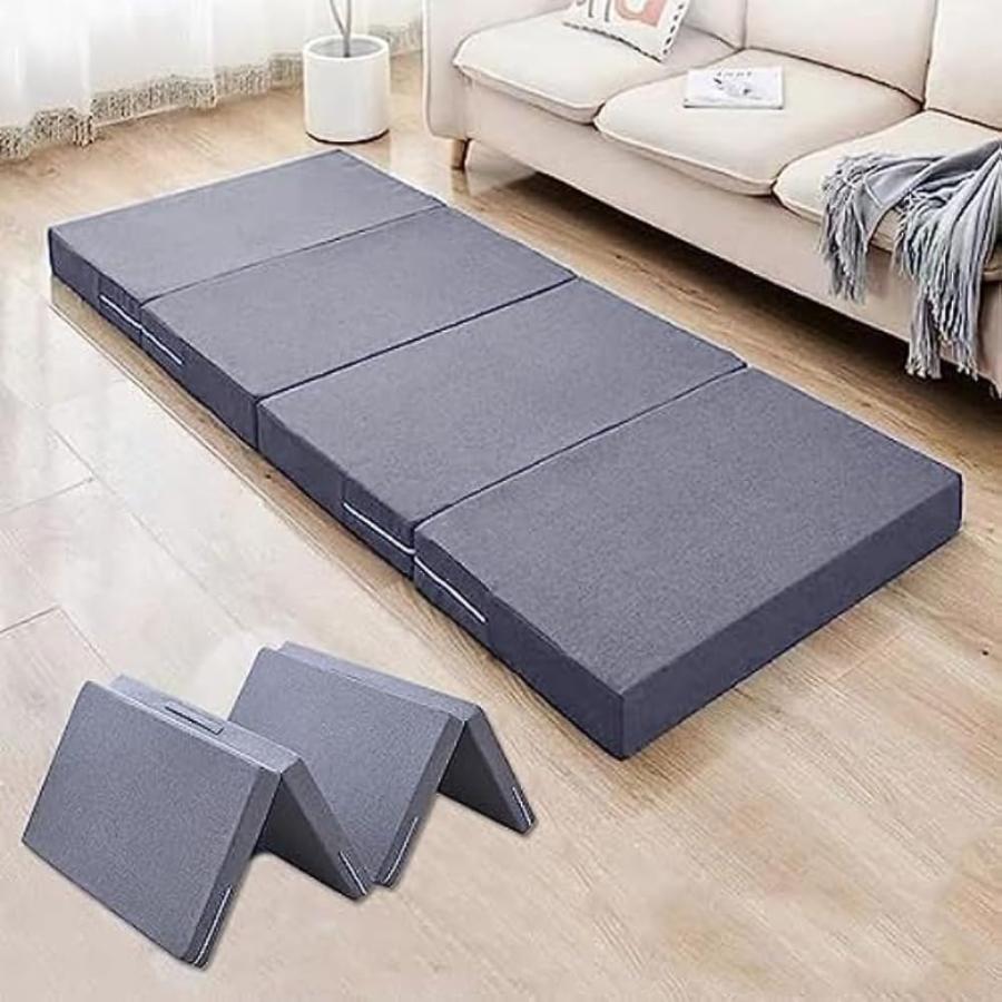 マットレス シングル 四つ折り ごろ寝マット 高反発 敷き布団 折り畳み お昼寝マット 軽量 取っ手付き 洗えるカバー 体圧分散 防ダニ 抗菌 車中泊 仮眠 キャンプ