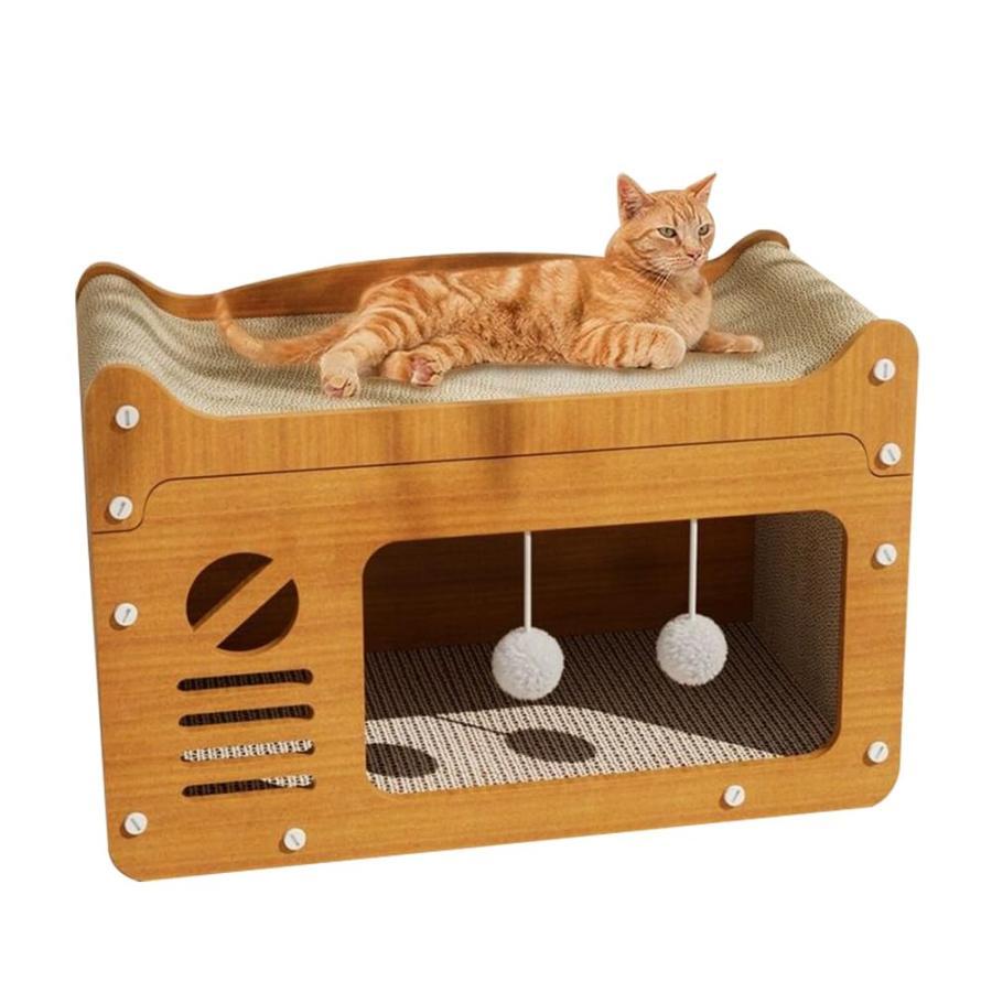 大型 猫 爪研ぎ キャットハウス 爪とぎ ベッド 両用 八面使えるつめとぎ 二重層 段ボール 猫ハウス 耐..