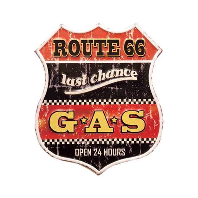 ブリキ看板 アンティークエンボスプレート [66 Last Chance GAS]