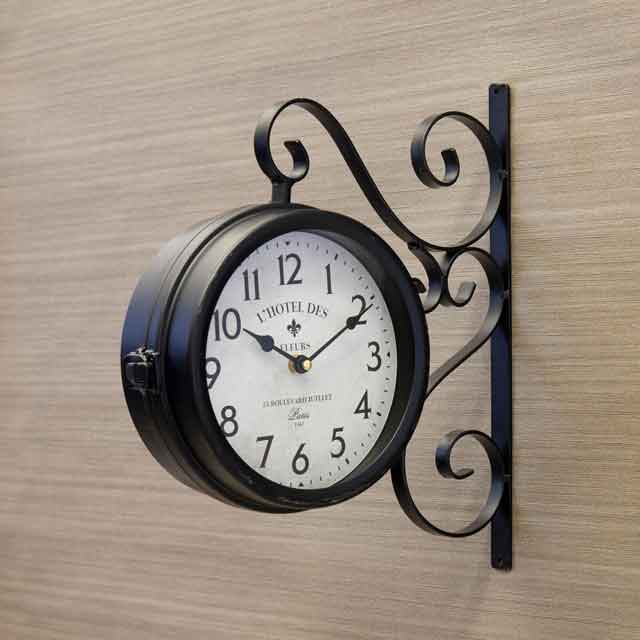 【壁掛両面時計】レトロ おしゃれ アンティークボスサイドウォールクロック [2]