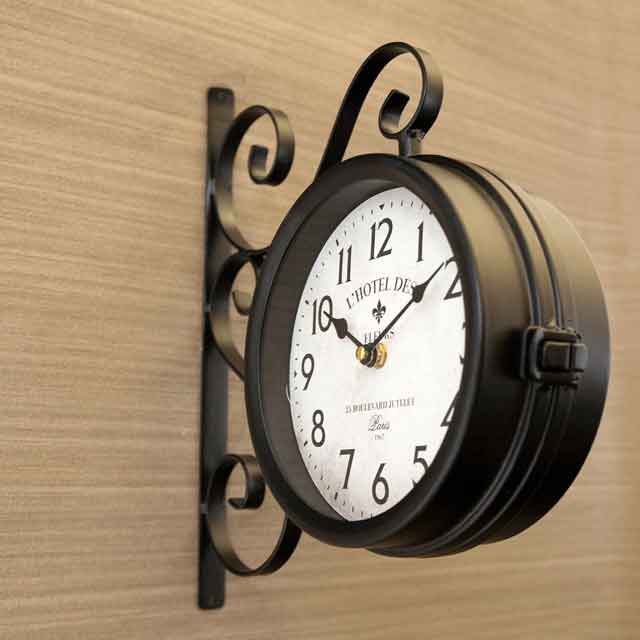 【壁掛両面時計】レトロ おしゃれ アンティークボスサイドウォールクロック [3]