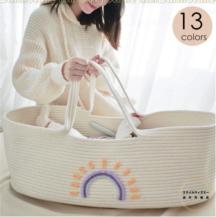 ベビーかご 赤ちゃん 綿ベビーベッド 新生児用ハンドバスケット オムツ替え お昼寝マット 風を防ぐ 丈..