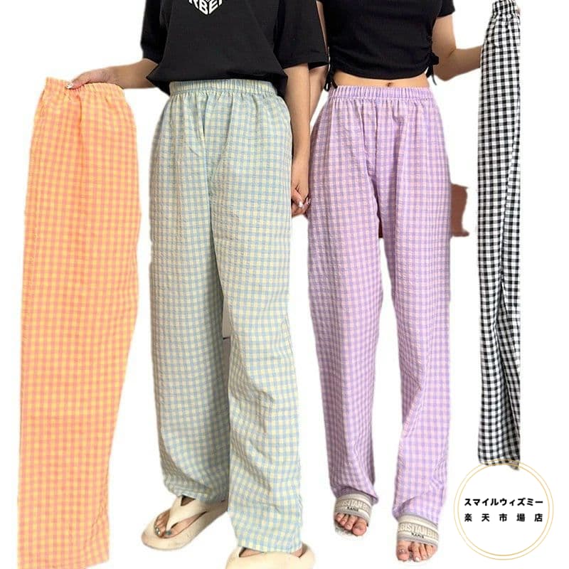 【期間限定送料無料】パンツ ルームウェアパンツ ギンガムチェック ルームウェア リラックスパンツ イージーパンツ ロングパンツ ショートパンツ 涼しい ゆったり...