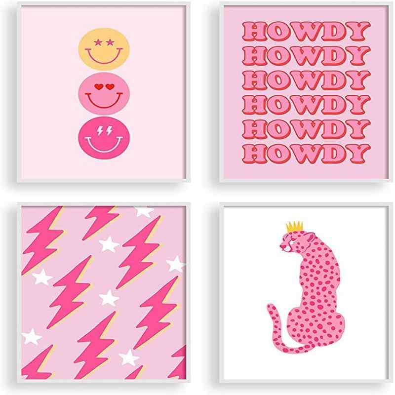 ウォールアート ピンクパンサー 英文 スマイリーフェイス ニコちゃんマーク フレームなし キャンバス ..