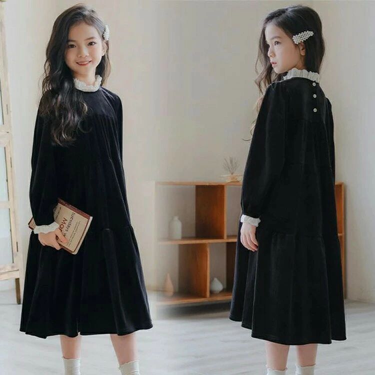 ブラック キラキラ 結婚式 女の子 ワンピース 冬 入学式 卒業式 子供 ピアノ発表会 卒服 160 フォーマル 無地 卒園式 165 子供服 発表会 キッズ 子供ドレス 150 ジュニア 学生 小学校女子 長袖 小学生 学園祭 お受験 スーツ ドレス