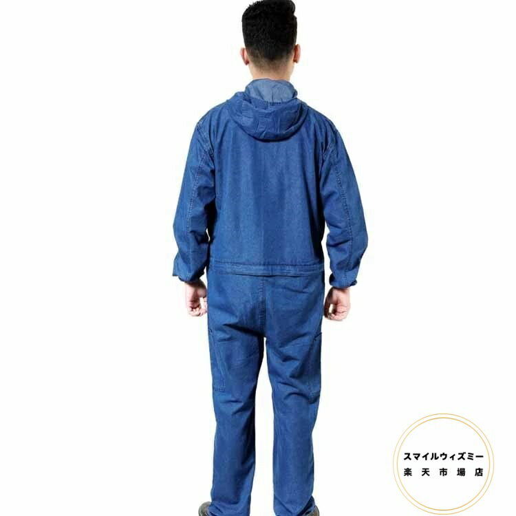 大人気のデニムつなぎ 作業服 作業着 デニム つなぎ レディース メンズ ツナギ オーバーオール 薄手 ポケット フードつき 厚手の選択可能