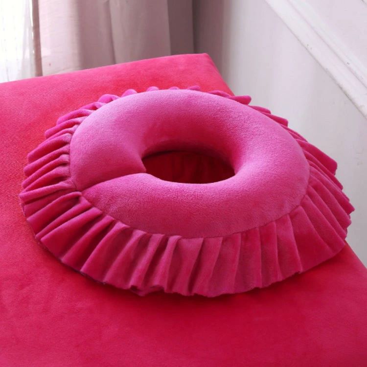 スマイルウィズミー楽天市場店の低反発 フェイスマット 顔マクラ うつぶせ寝 マクラ 丸型 顔枕 フェイスクッション 整体枕 エステマクラ 洗濯可能 施術用 ベルベットカバー｜アングル2