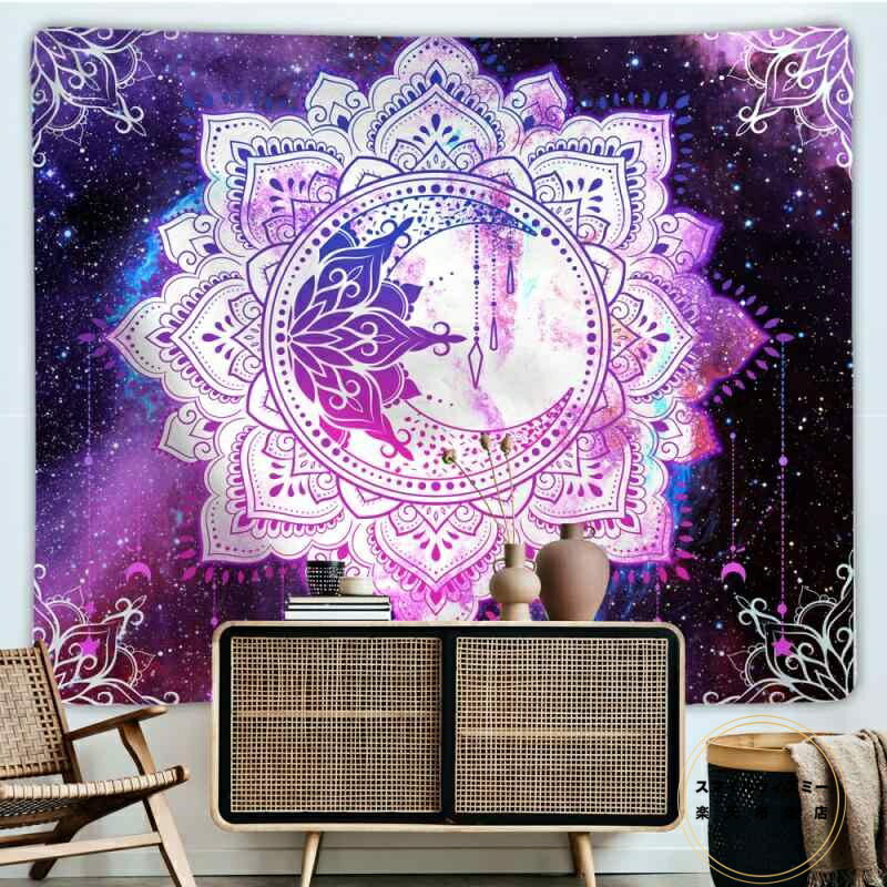 タペストリー UV蛍光 蓄光 ネオン サイケデリック マンダラ ポリエステル 北欧風 幾何学模様 ウォールデコレーション 壁飾り 背景布 リビング 寝室 部屋飾り 模様替え