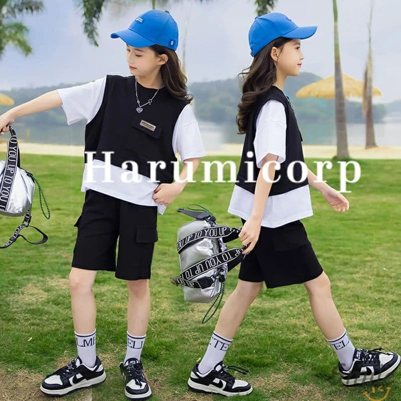 セットアップ キッズ 半袖 女の子男の子 ダンス衣装 子供服フェイクレイヤード 春夏秋 tシャツ ブラウス 半ズボン 韓国子供服 パンツセット トップス ボトムス こども服 ジュニア 学生 通学 おしゃれ 可愛い 新品170 160 150 140 130 120 110