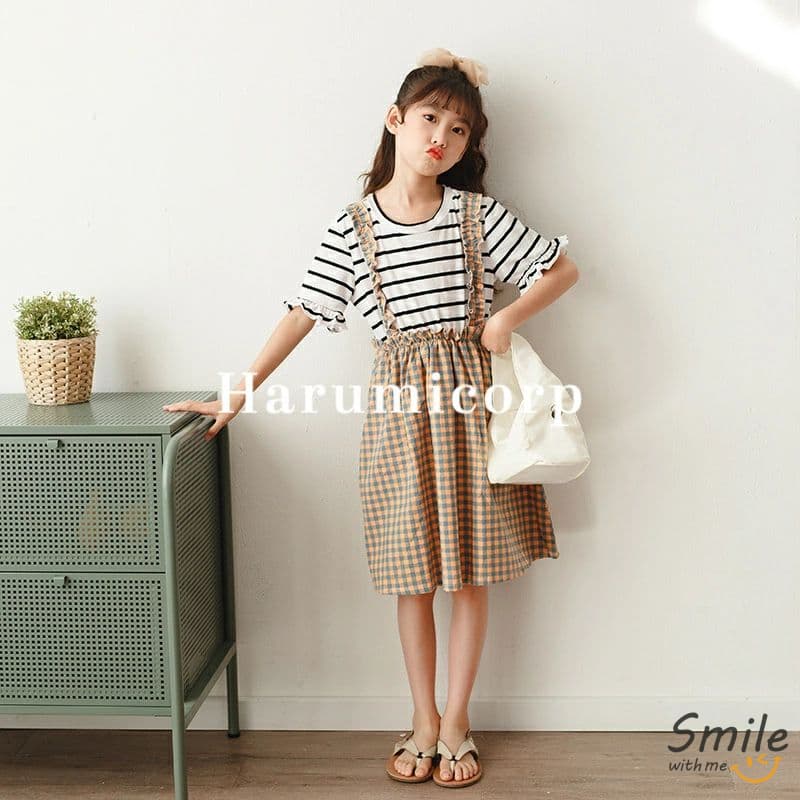 韓国子供服 セットアップ キッズ 女の子子供服 夏 綿ボーダーtシャツ 半袖 チェック柄 サロペット スカートスーツ トップス ボトムス こども服 ベビー服 ジュニア 少女学生 通学 おしゃれ 可愛い 薄手 涼しい 新品 165 160 150 140 130