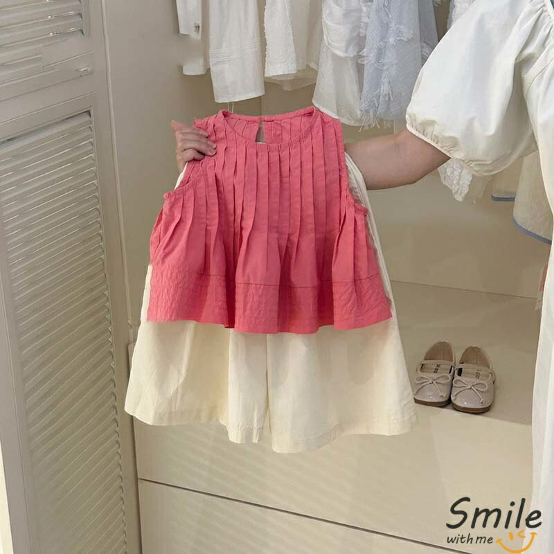 セットアップ キッズ ベビー服 女の子 ブラウス ガウチョパンツ 子供服 シャツ 綿 ズボン ジュニア 赤..