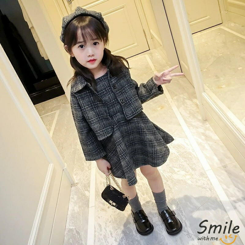 子供服 セットアップ 女の子 キッズ 長袖 春秋冬着 上下セット 3点セット 韓国子供服 ジュニア スカート チェック柄 サロペット 可愛い おしゃれ 通学着新作