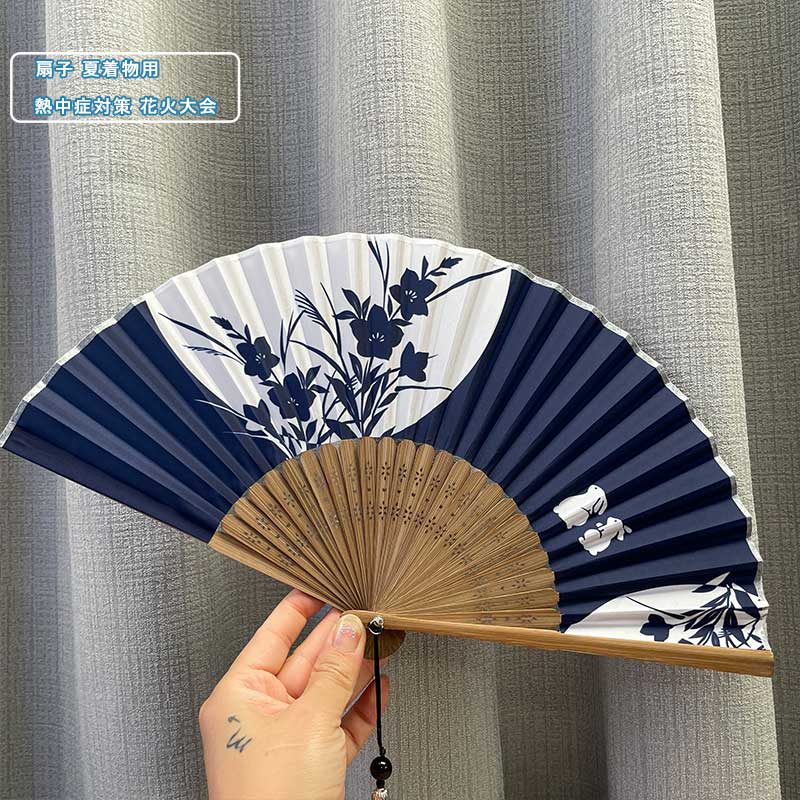 扇子 折りたたみ メンズ レディース フリンジ 透かし彫り 花柄 竹骨 和風 レトロ 和装 ゆかた 夏着物用..