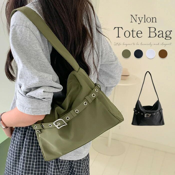 トートバッグ ナイロン レディース 軽い 肩掛けバッグ 肩掛け 大容量 軽量 ナイロンバッグ ナイロントート 通学バッグ 通勤バッグ ファスナー付き 軽いバッグ お洒落 通勤 通学 大人 大人可愛い お呼ばれ 鞄 カジュアル シンプル 送料無料(4)