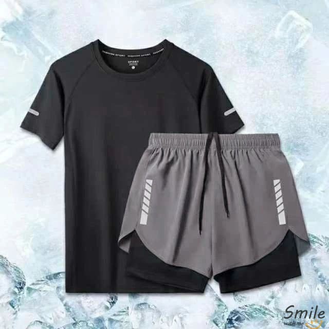 上下セット スポーツ水着 半袖 メンズ パパ セット かっこいい セットアップ 大きいサイズ tシャツ ショートパンツ 大きいサイズ 海パン 半袖 男性用 パパ水着 ラッシュガード ブラック グレー Tシャツ ジム スポーツジム プール 送料無料