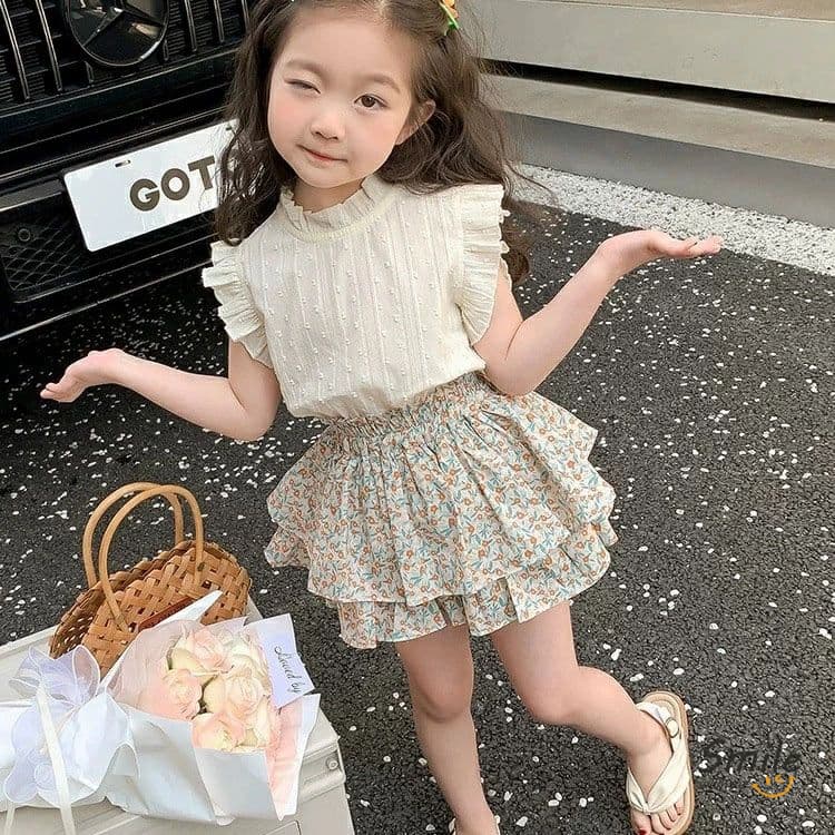 セットアップ キッズ 子供服 女の子 シャツ スカート 上下セット トップス ボトムス ジュニア 入学 入園 誕生日 プレゼント 幼稚園 小学生 お出かけ 130cm 120 110 100 90 おしゃれ 可愛い ベビー服 夏