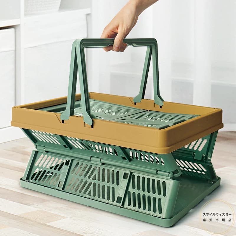折りたたみ収納バスケット 大容量 スーパー買い物かご レジャー&ピクニックバスケット 手提げ式 春のお..