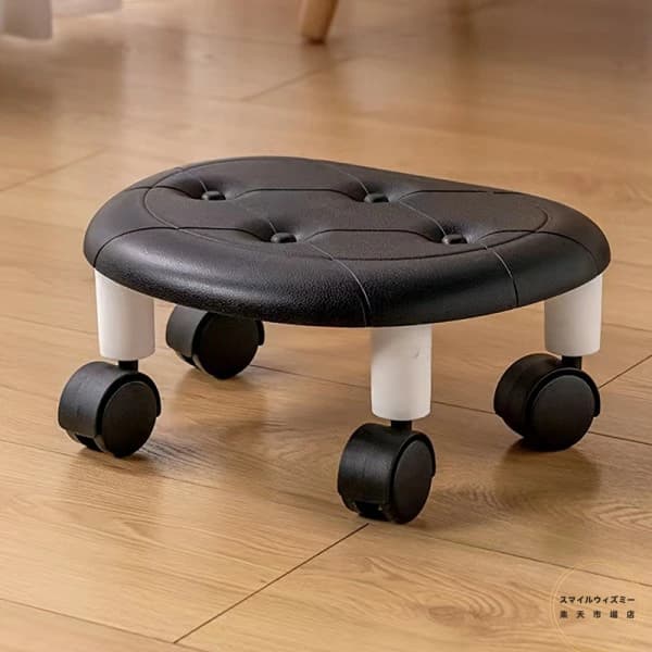 モバイルロースツール スイベルキャスター付き ホルムアルデヒドフリープラスチックフットレスト リビ..