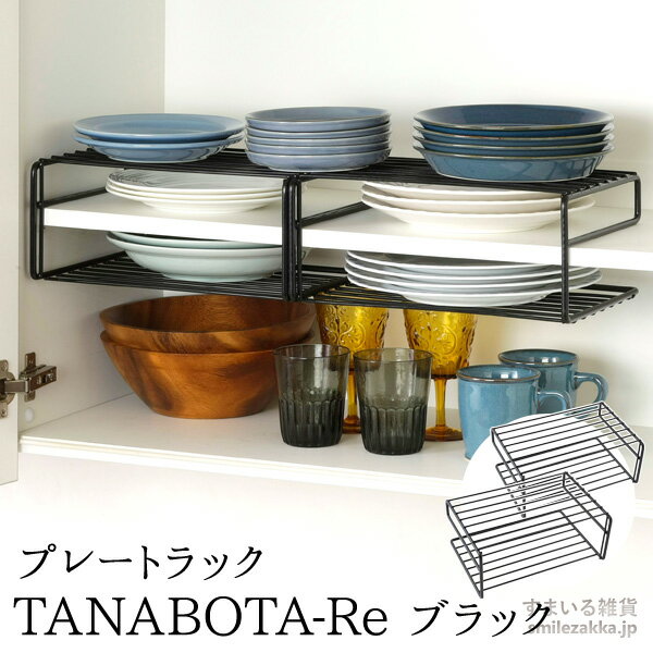 プレートラック TANABOTA-Re(タナボターレ) 2個組 ホワイト/ブラック同色2個組 ディッシュラック 吊り下げラック キッチン収納 お皿収納