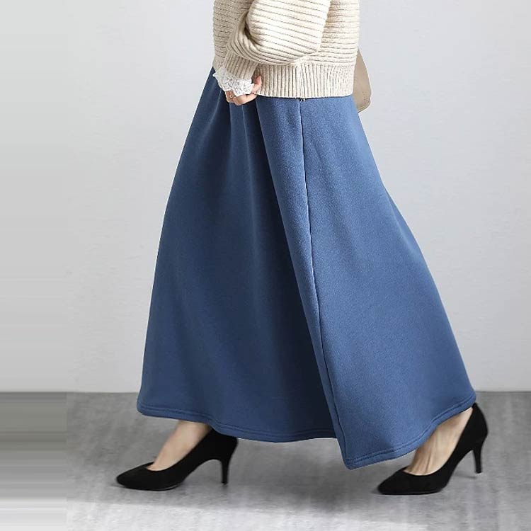 ロング丈 マキシ丈 フレアスカート もこもこ 裏起毛 裏ボア レディース オフィス 厚手 秋冬 裏起毛 ウエストゴム ゆったり 体型カバー スカート 暖かい 防寒 aライン ロングスカート 秋冬 秋 冬