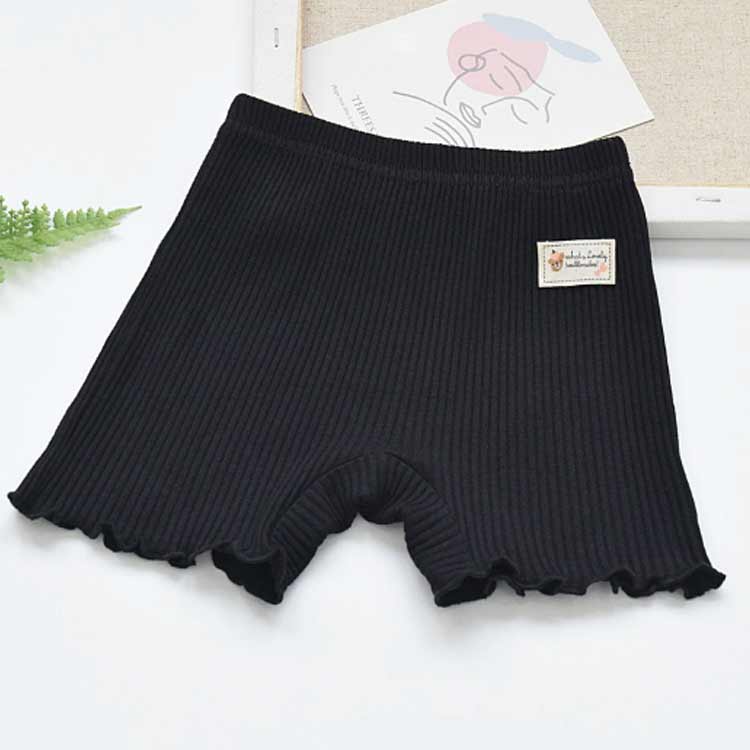 smilifeの3枚組 1分丈 通園 アンダーパンツ 黒 透けない 3枚組 子供 幼稚園 スパッツ 女の子 綿 キッズ ジュニア 通学 オーバーパンツ 学生 見せパン 制服 スカート 透け防止 ぺチパンツ インナーパンツ フリル 裾 ストレッチ｜アングル3