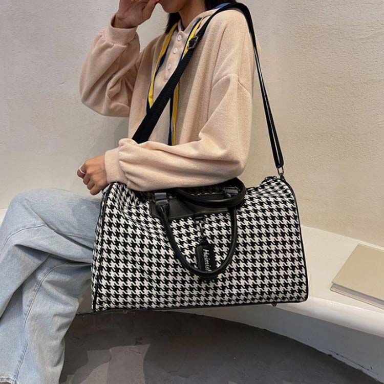 ボストンバッグ 旅行 トラベルバッグ ストラップ付き 千鳥格子 レディース ジムバッグ 軽量 大容量 防水 撥水 機内持ち込み 旅行カバン キャリーオンバッグ 出張 かばん ハンドバッグ ショルダーバッグ smilife0319-10009376 smilife サンプル画像3