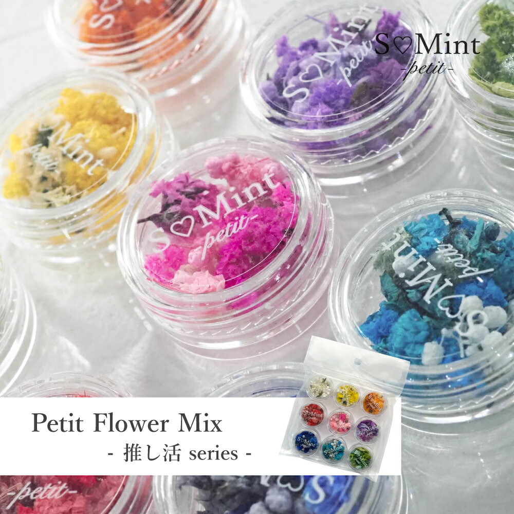 【3/20新商品】9色setクーポン配布！レジン プリザーブド フラワー ドライフラワー 日本製 ハンドメイド SMint Petit 【Petit Flower Mix 推し活 series】エスミント 高品質 押し花 押花 ネイルアート ナチュラル ドライフラワー 押し花ネイル 花材 パーツ ネイルパーツ 染め