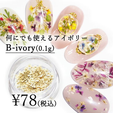 【Bシリーズ】B-ivory(0,1g入り)どんなアートにも相性抜群!! 押し花 ネイルアート アクセサリー　ハンドメイド エスミント ナチュラル ドライフラワー ドライフラワー 押し花ネイル 花材 アクセサリーパーツ ネイルパーツ