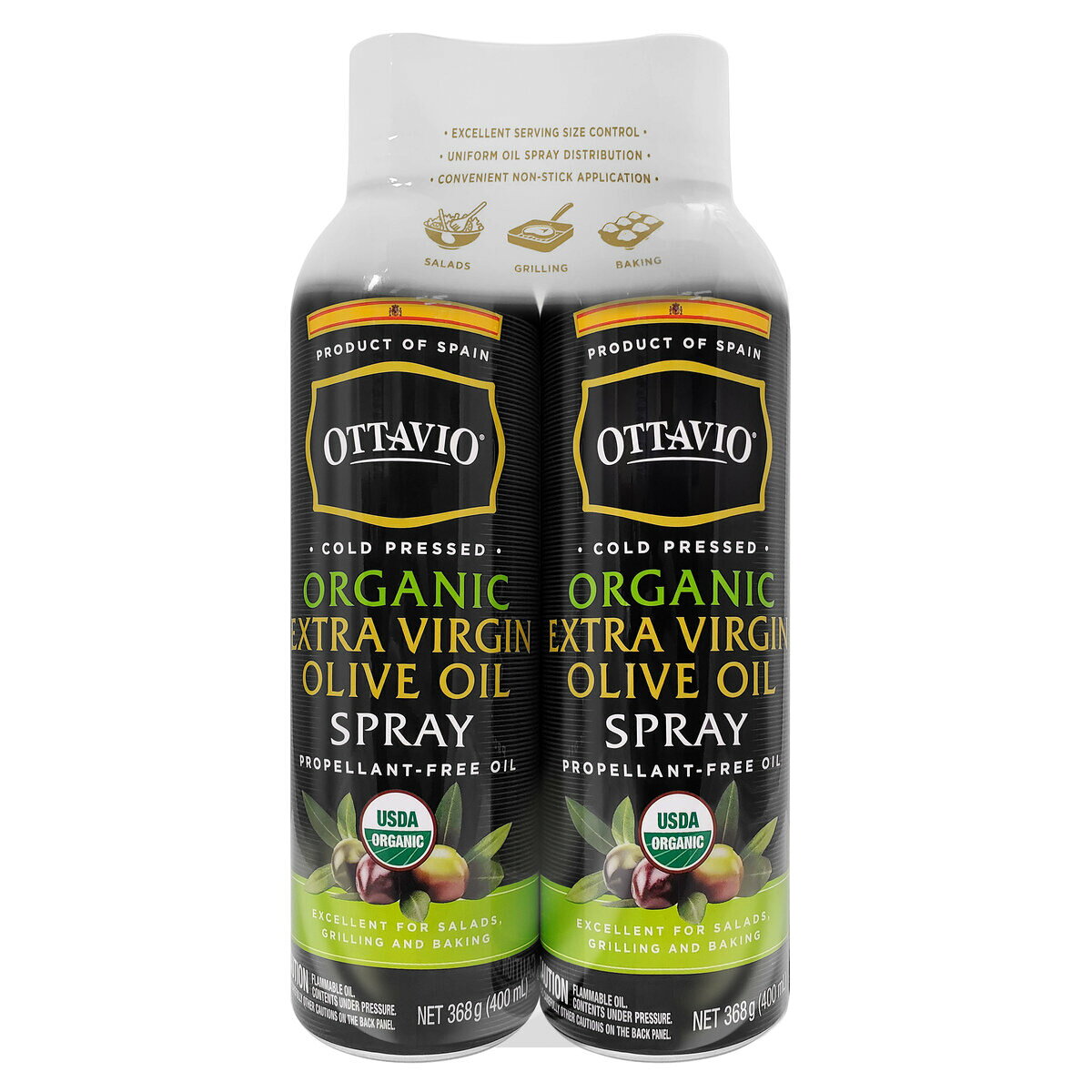 SMiTH 楽天市場店のカオッタビオ オーガニックエクストラバージンオリーブオイル スプレー 368g x 2本×2SET　OTTAVIO Organic Extra Virgin Olive Oil Spray 368g x 2×2SET｜アングル2