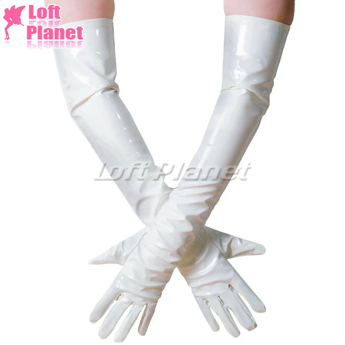 ロンググローブ ホワイト PU エナメル 艶 長手袋 ダンス コスプレ フェイクレザー セクシー コスチューム アクセサリー 白 GLAE6825W